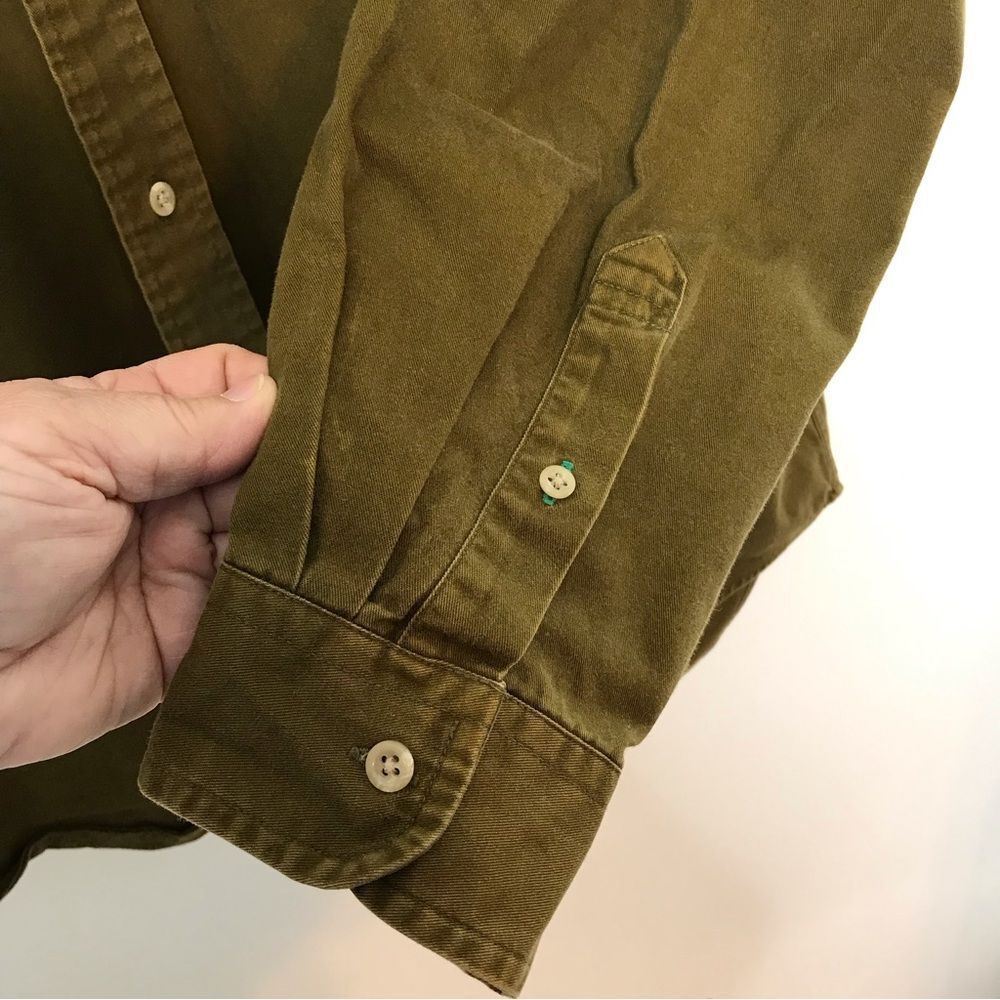 Tommy Hilfiger Mens Long Sleeve Button Up Cotton Khaki Shirt Sz XL - Picture 6 of 13